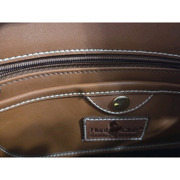 Hunt Club Vintage Leather Shoulder Crossbody Bag Purse Black and Brown - Picture 6 of 11